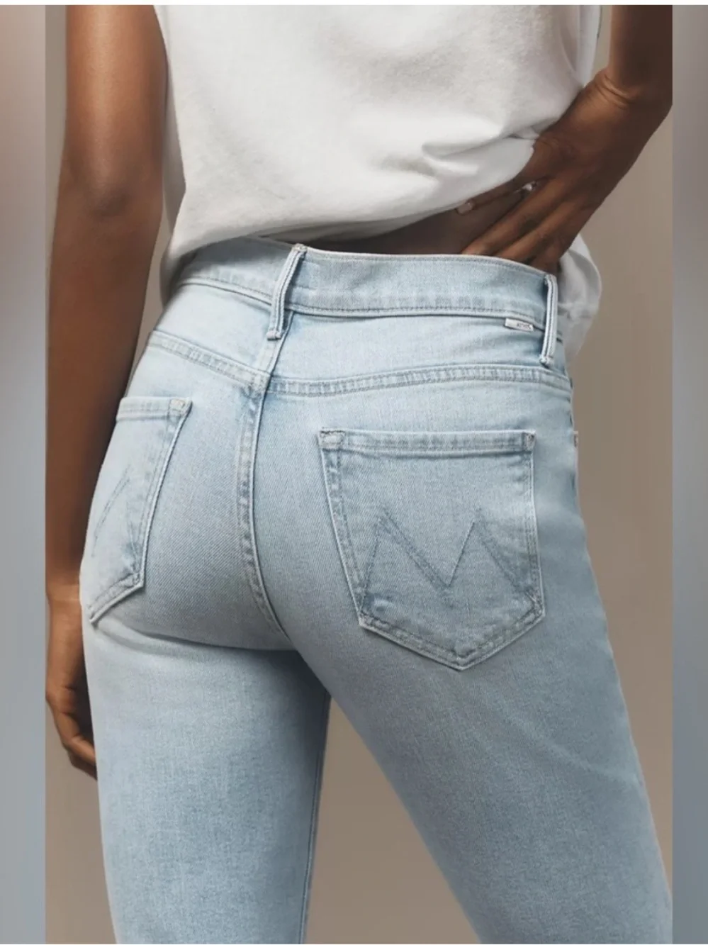 MOTHER The Insider Sneak High-Rise Flare Jeans Sz 26 Lost Art Light Blue Boho